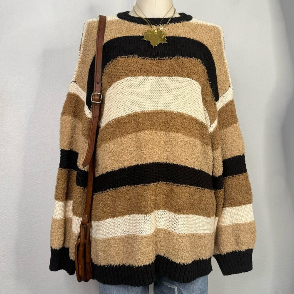 Show Me Your Mumu NWT Timothy Tunic Sweater Stripped Oversized Small Neutral